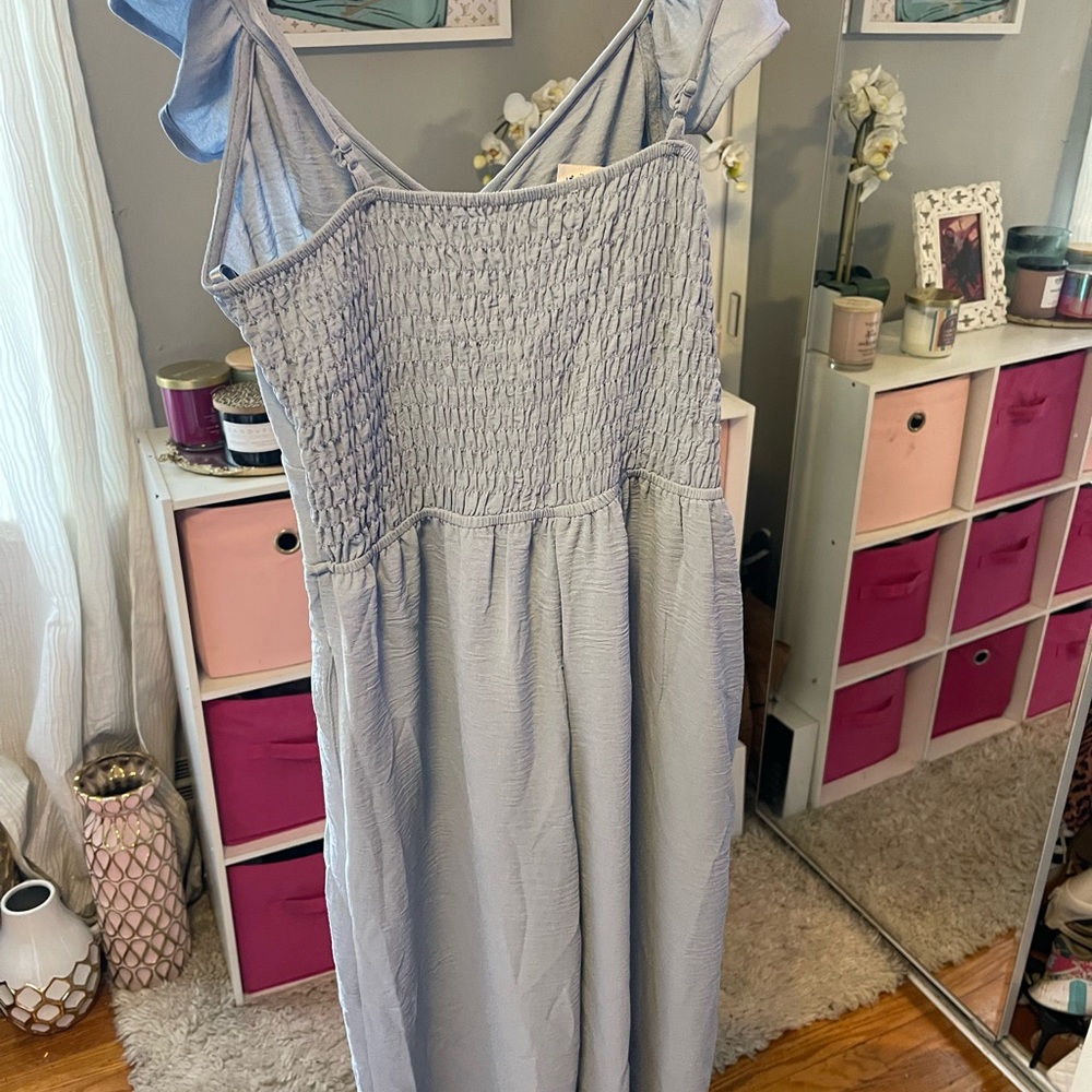 Light Blue Smocked Maxi Jumpsuit- Never worn, tags still on!!!